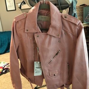 Zara basic leather crop jacket